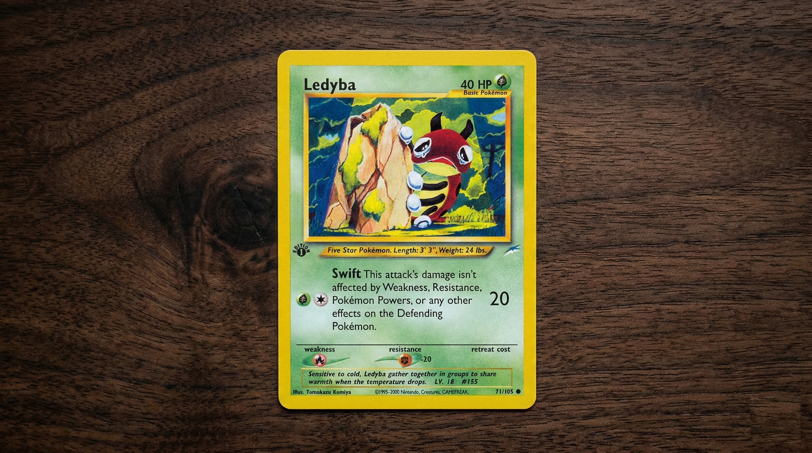 Carta Ledyba Neo Destiny ilustrada por Tomokazu Komiya, Pokémon TCG 2001