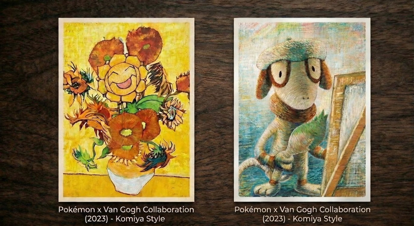 Carta Sunflora da colaboração Pokémon x Van Gogh 2023, ilustrada por Tomokazu Komiya